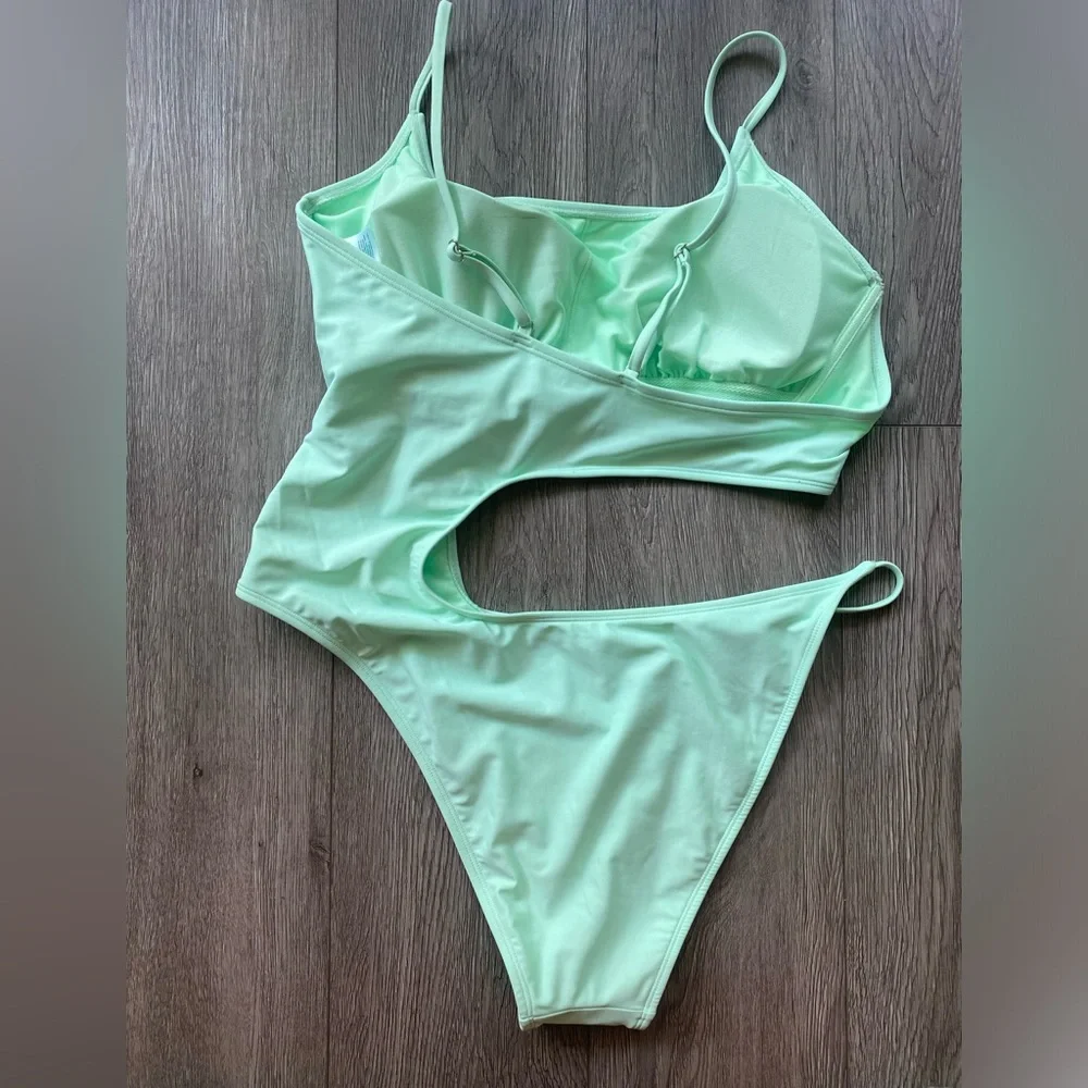 Mint Green Cut Out Swimsuit - Picture 3 of 5